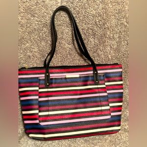 Liz Claiborne multi color striped handbag